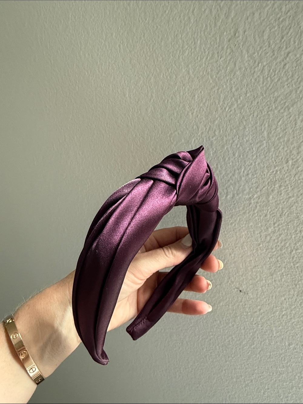 J.Crew Satin Knot Headband in Eggplant
